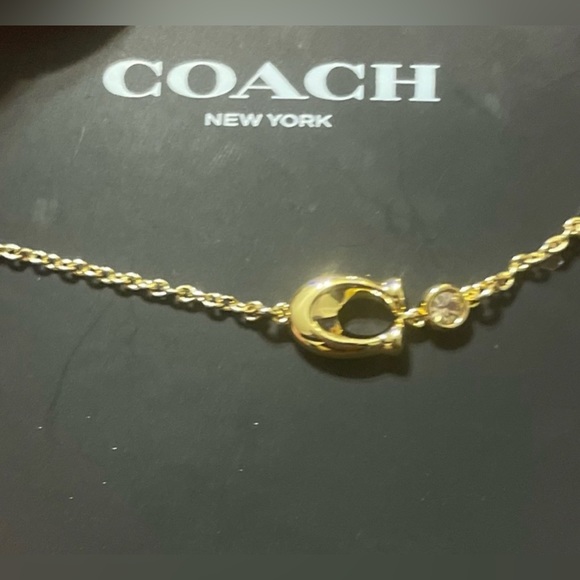 COACH SET Gold Signature “C” Earrings + Matching Slider Bracelet BRAND NEW - Picture 3 of 5